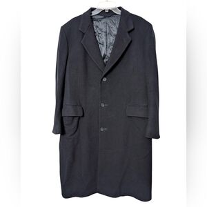 Stanley Blacker 3 Button Closure Dark Navy Blue Pure Wool Dress Coat Overcoat 42